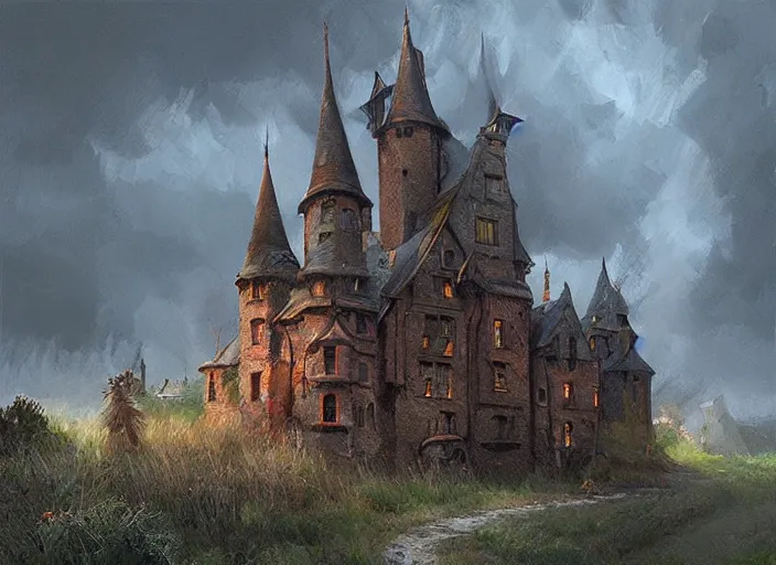 Image similar to the witch castle, digital art, concept art, by stefan koidl