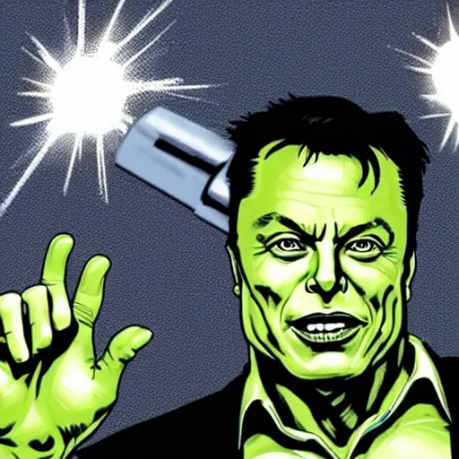 Image similar to elon musk as the incredible hulk