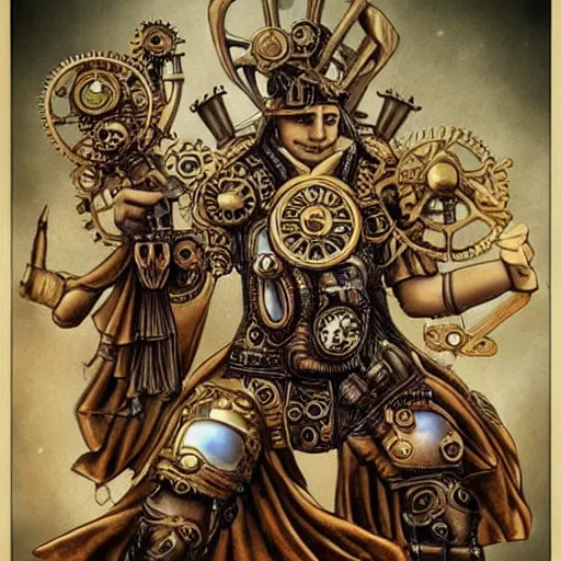 Image similar to a steampunk god