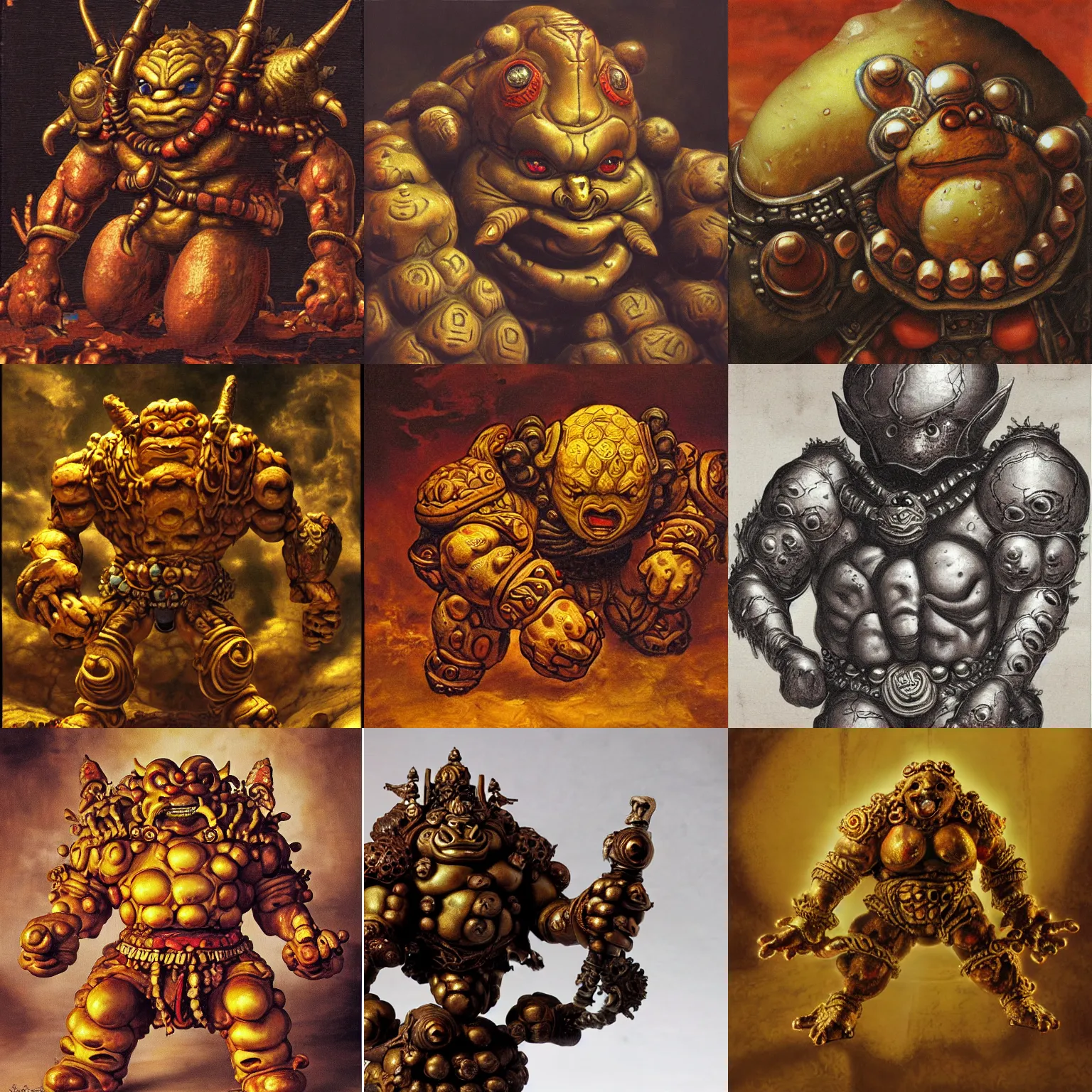 Prompt: goron brute, baroque painting, style of Yoshitaka Amano