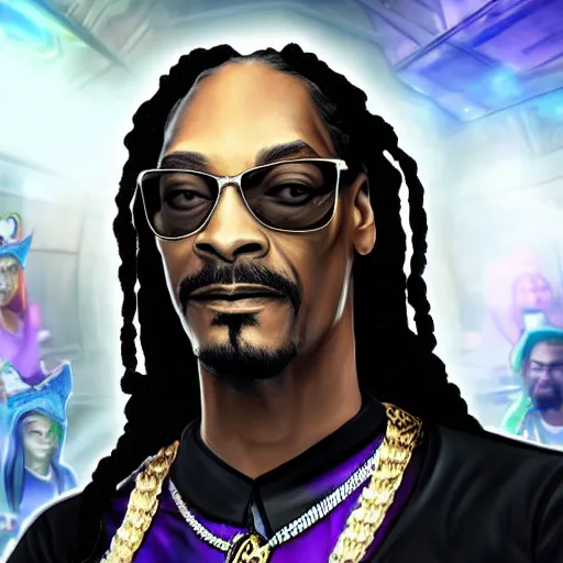 Prompt: Snoop Dog in League of Legends, gameplay screenshot, mug shot,