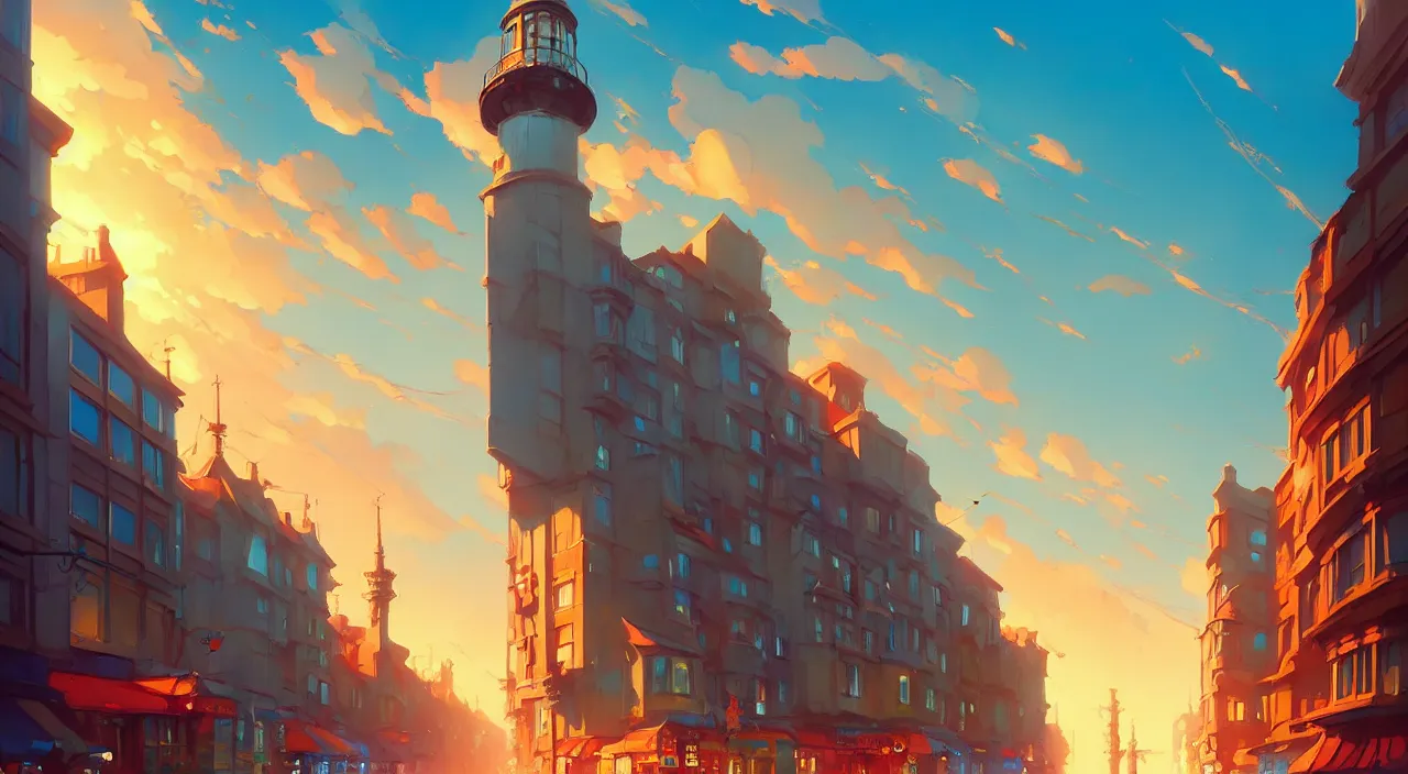 Image similar to The city of Brighton, England, official fanart behance hd by Jesper Ejsing, by RHADS, Makoto Shinkai and Lois van baarle, ilya kuvshinov, rossdraws global illumination