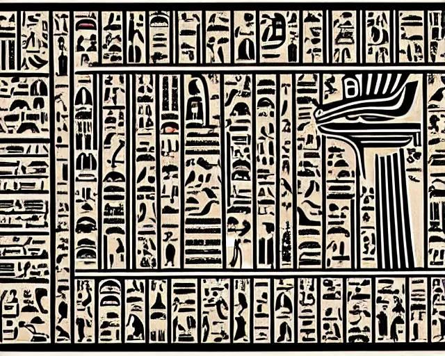 Prompt: a thin image border in the graphical style of egyptian hieroglyphs, abstract, graphical element, illustration, decorative