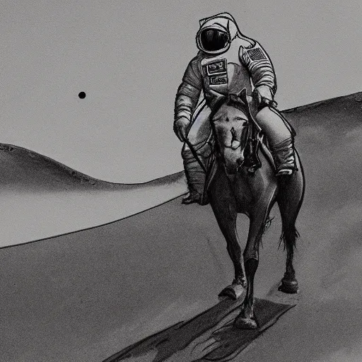 Prompt: a professional sketch of an astronaut riding a horse on the moon