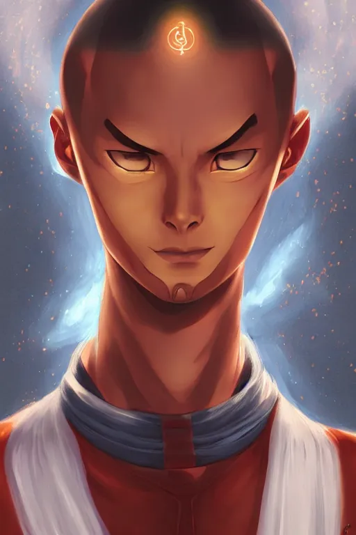 Prompt: Portrait of Avatar aang by Charlie Bowater