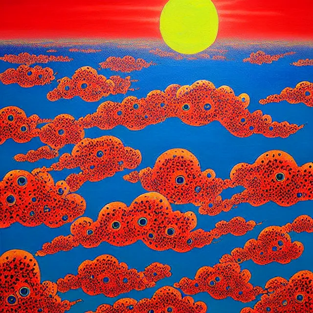 Image similar to a beautiful painting nuclear bomb exploded in japan, by kusama miyama realistic oil painting