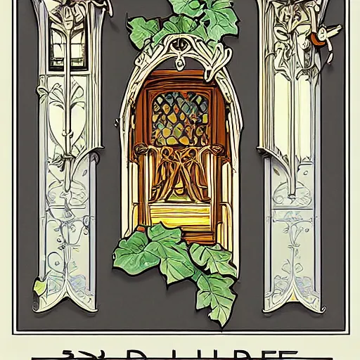 Image similar to bat box in art nouveau style