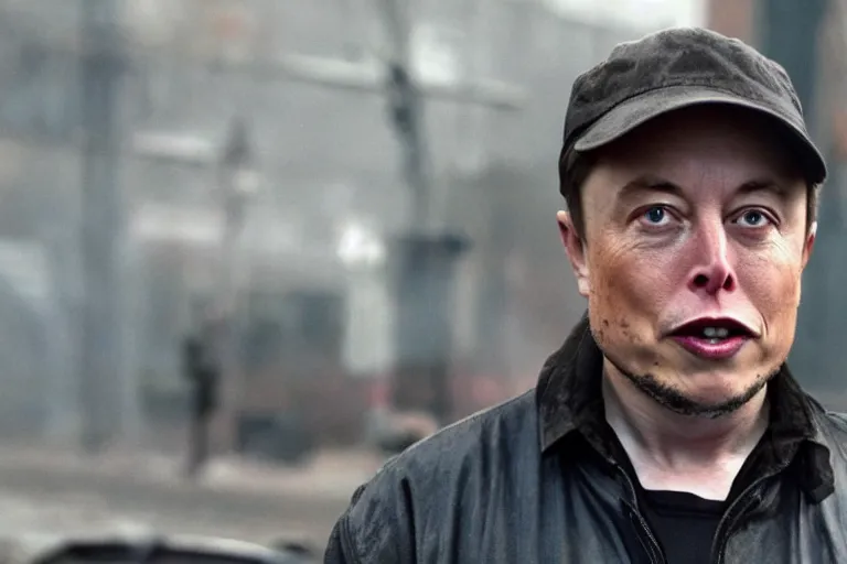 Image similar to a Film still of Elon musk as a homeless person in the new Christopher Nolan movie, 4k
