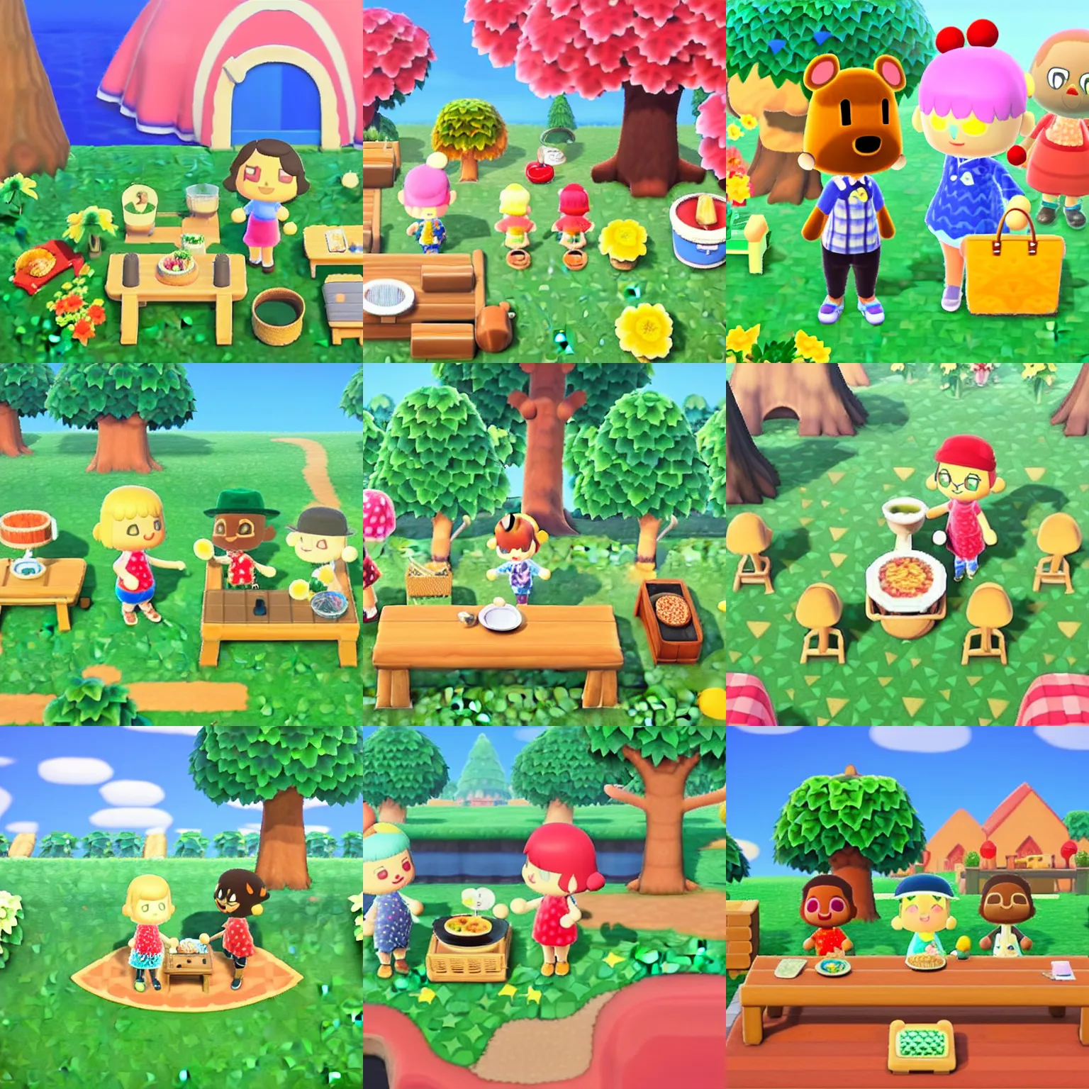 Prompt: animal crossing picnic inspired by Animal Crossing