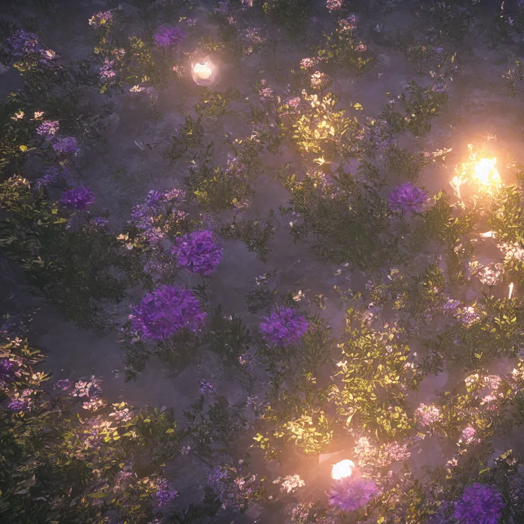 Prompt: immortal flowers, glass bottle, sparkling, unreal engine, global illumination, smoke, detailed and intricate environment, mysterious, in the style of aetherpunk