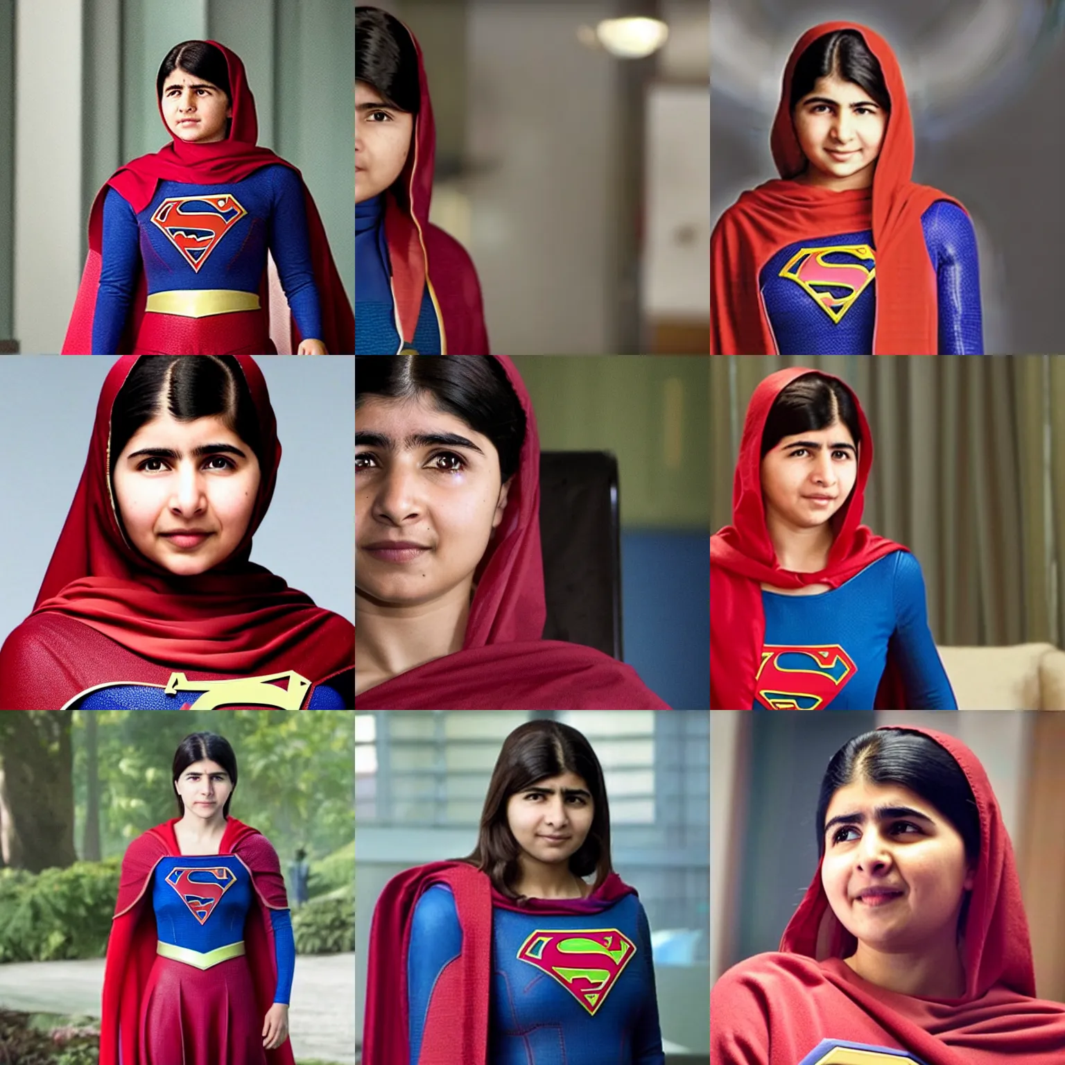 Prompt: Malala Yousafzai as Supergirl, tv still from the CW series 'Supergirl'