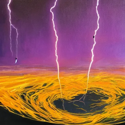 Image similar to painting of universe with electric strikes, warm backlit, wide