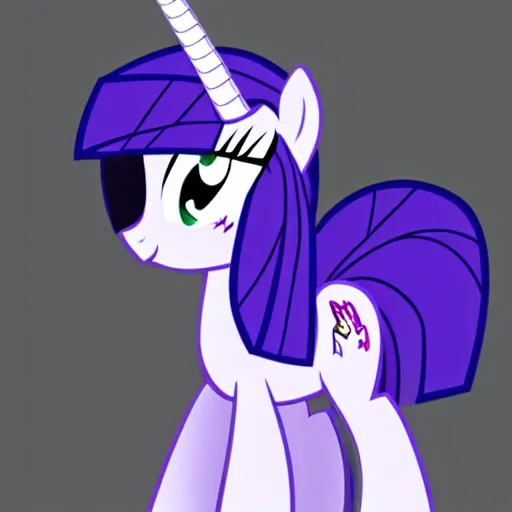 Image similar to Rarity from My Little Pony: Friendship is Magic, drawn in the style of Samurai Jack