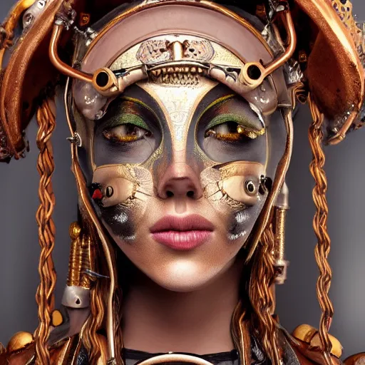 Image similar to curiosities carnival, soft paint of a single beautiful female in a full steampunk armor, symmetry accurate features, focus, very intricate ultrafine details, award winning masterpiece