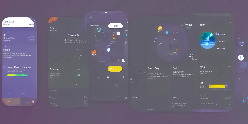 Image similar to UC mock-up for a time traveling app, hyperrealistic, flat design, dark mode