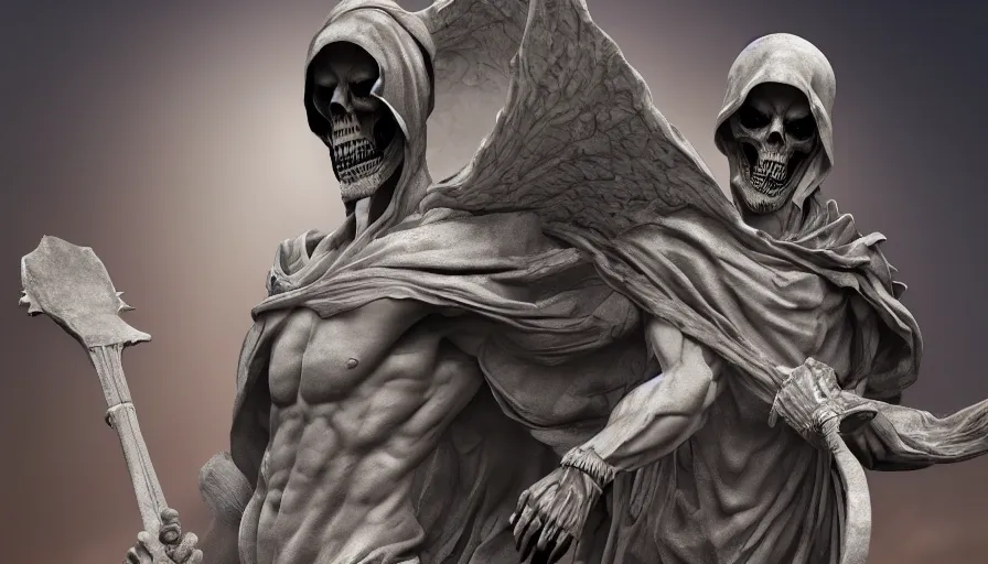 Image similar to Grim Reaper as roman statue, hyperdetailed, artstation, cgsociety, 8k