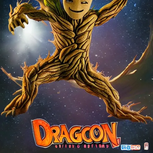 Image similar to groot dragon in universe, fighting pose