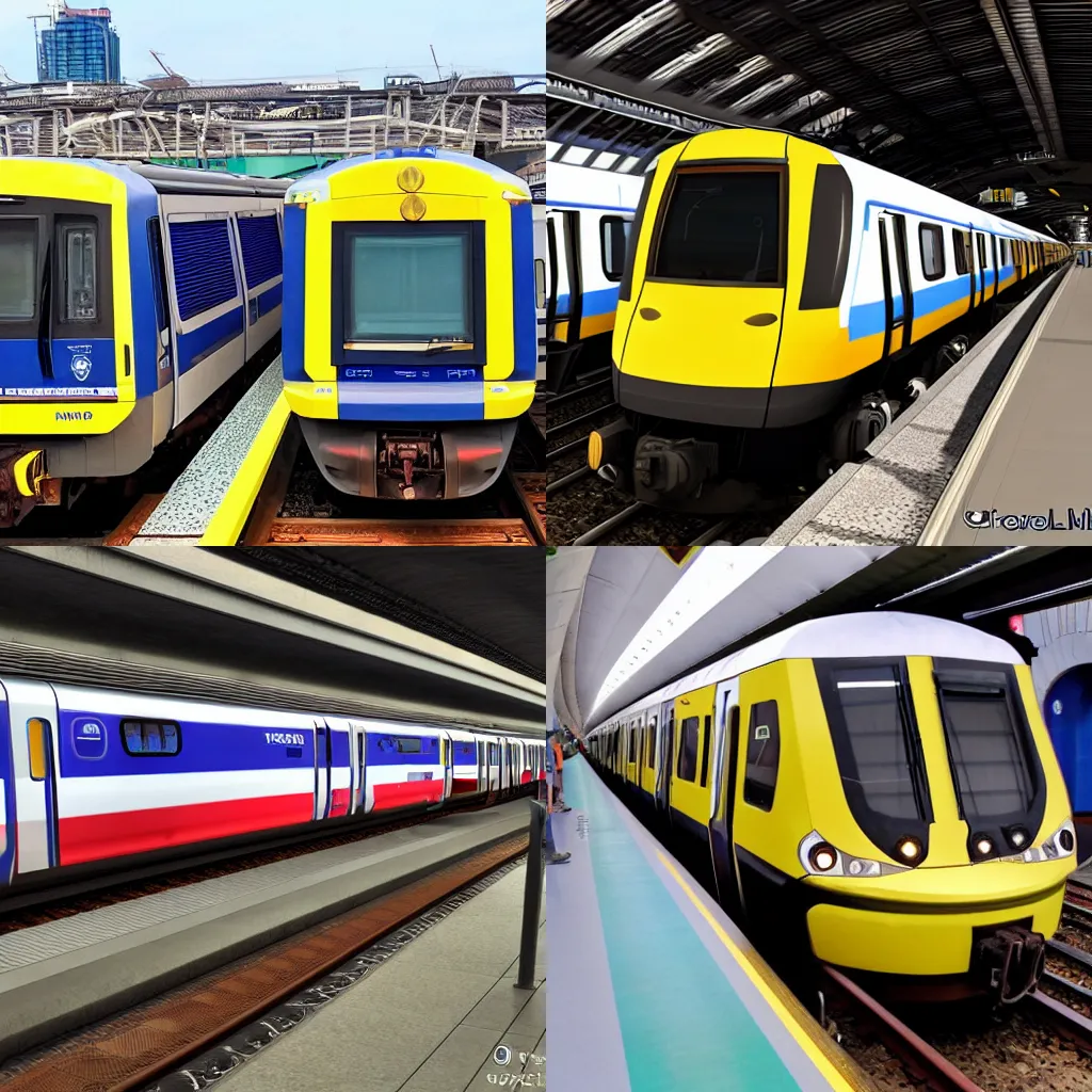 Prompt: Metro trains x\'trapolis, metro livery, train spotting