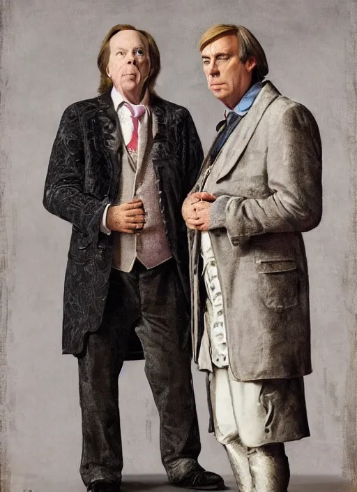 Prompt: chuck mcgill and saul goodman, baroque portrait, realistic, serious
