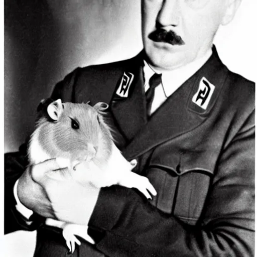 Image similar to hitler with a guinea pig, colored, hd, realistic,