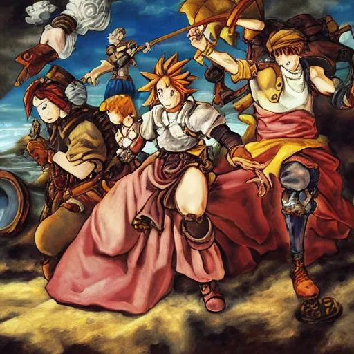 Image similar to Baroque painting of Chrono Trigger