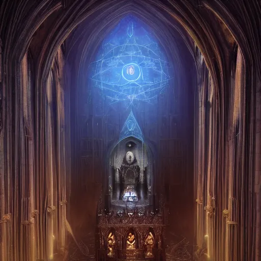 Image similar to an ultra detailed tarot card of the throne of the evil patriarch up incredibly high looking down into the cathedral, incense smoke drifting through the air, artstation, volumetric lighting, exquisite detail, octane render, 8 k postprocessing, art by john collier and albert aublet