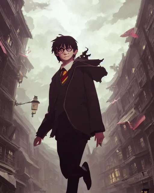 Image similar to harry potter, full shot, atmospheric lighting, detailed face, by makoto shinkai, stanley artger m lau, wlop, rossdraws, james jean, andrei riabovitchev, marc simonetti, krenz c