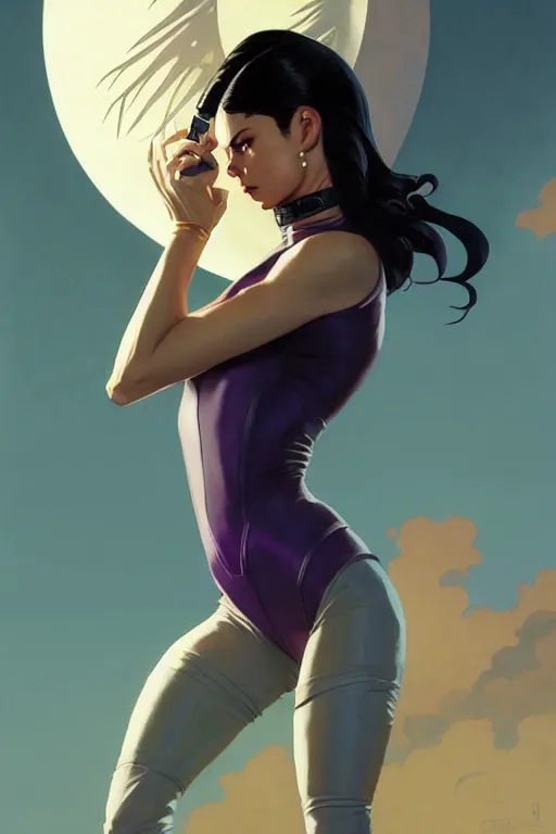 Prompt: gta selena as aeon flux profile picture by greg rutkowski, dynamic pose, intricate clothes, futuristic, margaret keane, artgerm, greg rutkowski, thomas kindkade, mucha, loish, norman rockwell, moebius, phantom, dreary, dramatic, fluid, golden ratio, artstation,