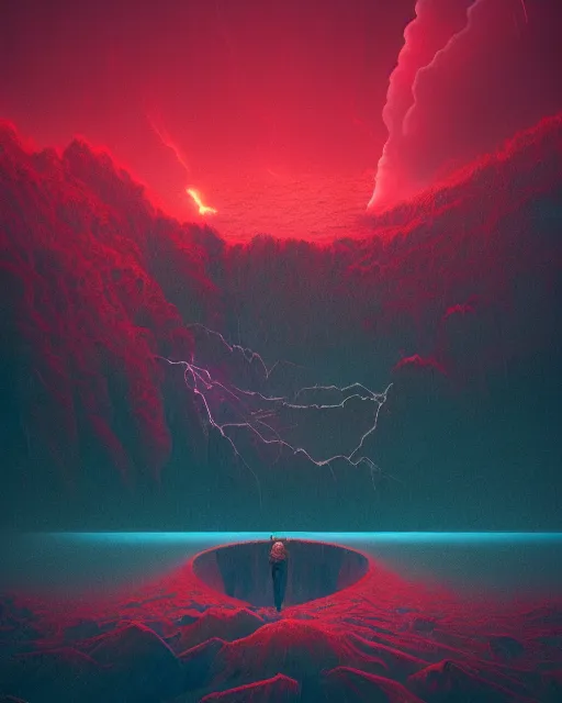 Image similar to mother nature cries out in agony. wide shot, detailed, sharp, 8 k, digital art by beeple.