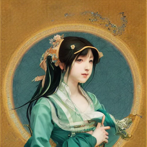 Prompt: a beautiful portrait of hatsune miku as a 1 6 th century noblewoman, fantasy, intricate, elegant, highly detailed, digital painting, artstation, concept art, matte, sharp focus, illustration, art by greg rutkowski and alphonse mucha