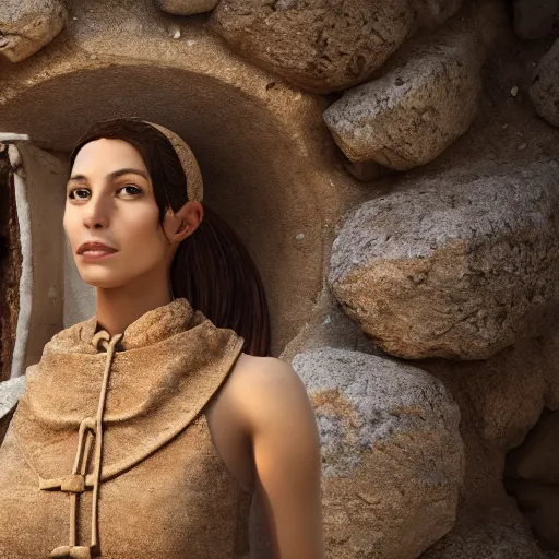 Prompt: 25 year old Mediterranean skinned woman in ancient Canaanite clothing next to an ancient well, 8k resolution, hyper detailed