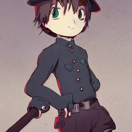 Image similar to beautiful little boy in nazi uniform posing while hold an whip. red, green, blue and gray pallet color. made in abyss art style, inspired by kris from deltarrune, cute detailed artwork, anatomically correct, soft details, ilya kuvshinov, reflection, perfect composition, profile picture, illumination, digital art, detailed anime soft face