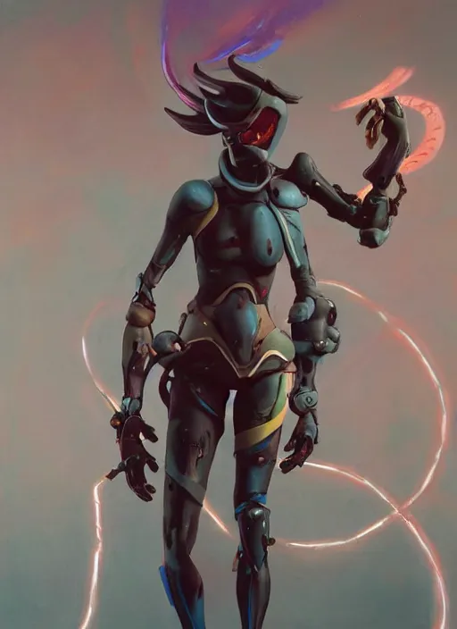 Image similar to full figure, painting of tracer from overwatch, in style of zdzisław beksinski, horror, 4 k, feminine facial features, full armor, full armor, detailed face, tall, dark ropes and chains in background