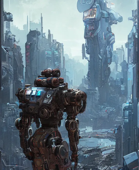 Image similar to cyberpunk pathfinder robot from apex legends, portrait by james gurney and laurie greasley, concept art, cinematic composition, dramatic lighting, highly detailed, vintage sci - fi