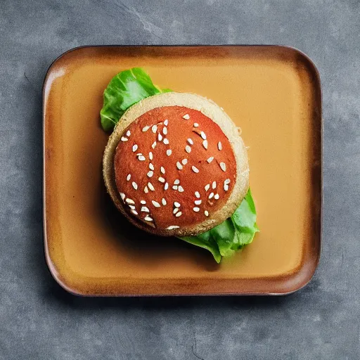 Image similar to hamburger inspired by a banana, professional food photography