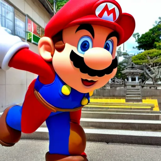 Image similar to photo of super mario in kyoto