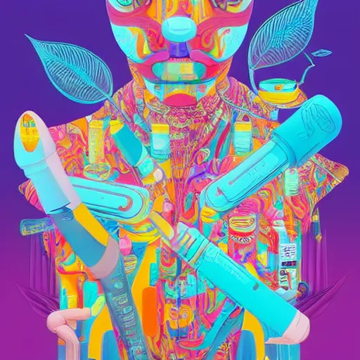 Image similar to pharmaceutical drugs by tristan eaton, beeple and james jean, chiho aoshima color scheme