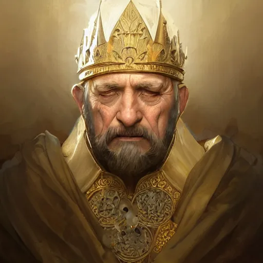 Image similar to ultra realistic illustration of a medieval old king, intricate, elegant, highly detailed, digital painting, artstation, concept art, smooth, sharp focus, illustration, art by artgerm and greg rutkowski and alphonse mucha