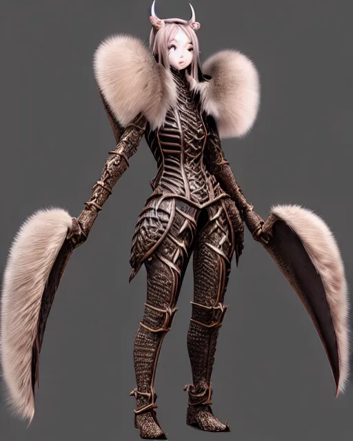 Image similar to dragon hunter, fur - lined armor!!! beautiful and elegant female!! gorgeous ayes!! character concept art, sharp focus, illustration, kinu nishimura!! ayami kojima! shunya yamashita! edayan!! octane render! unreal engine 5! highly rendered!! trending on artstation!! detailed linework!!