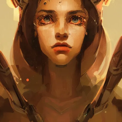 Image similar to portrait of a beautiful cute girl with robot ears by greg rutkowski, endless dungeon, 4k, intricate details