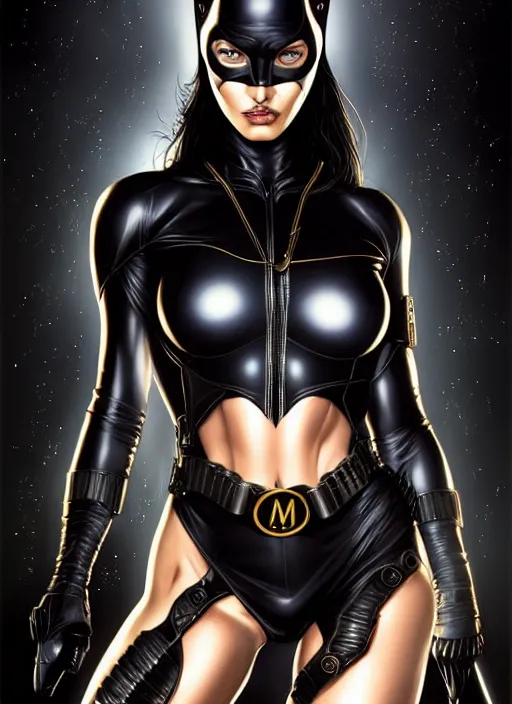 Image similar to symmetry!! gantz portrait of megan fox as catwoman, unholy, intricate, highly detailed, dynamic lighting, digital art, digital painting, artstation, terence nielsen, sharp focus, illustration, art by artgerm and greg rutkowski and moebius, 8 k