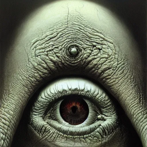 Prompt: Eyes by Zdzislaw Beksinski, Jeffrey Smith and H.R. Giger, oil on canvas, 8k highly professionally detailed, trending on artstation