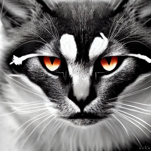 Prompt: a vampire - cat - hybrid, animal photography, wildlife photo