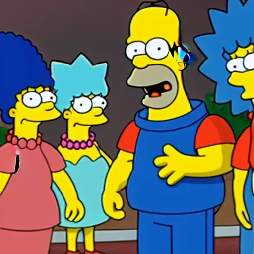 Image similar to a still from the simpsons the musical