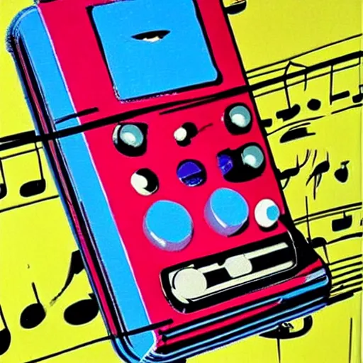 Image similar to original Warhol pop art painting of the WinAmp MP3 Player - 1960 Paint on Canvas