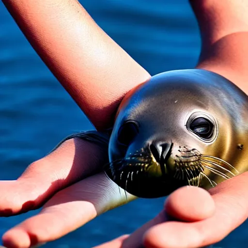 Image similar to a seal on a hand glider, 4 k, highly detailed