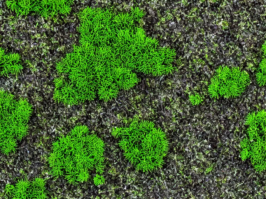 Image similar to a close-up moss as under a microscope, flora world, microworld