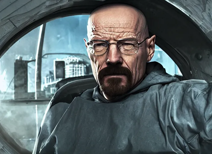 Prompt: walter white in the movie venom, ultra realistic 4 k unreal engine very cinematic render with ray tracing bloom ambient occlusion strong reflections depth of field fog