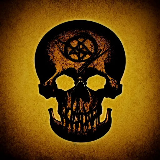 Image similar to death metal themed skull shaped microphone vector logo for a record label, dark, horrorcore, grunge, dark forest, ent, symmetrical golden ratio