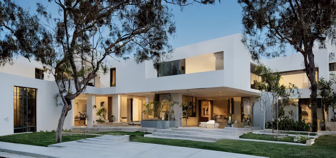 Prompt: the perfect beautiful modern house in los angeles 50mm camera